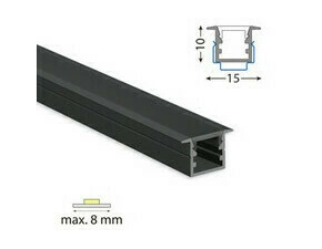 Profil vestavný MC LED VG 15x10mm bez difuzoru černý 2m