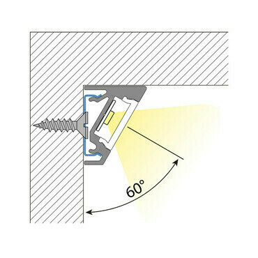 Profil rohový MC LED RN, 19x15mm, vč. mléčného difuzoru, 2m