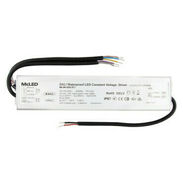 LED driver napěťový MC LED 150W, DC 24V/6,25A, IP67, řízení DALI a tlačítko