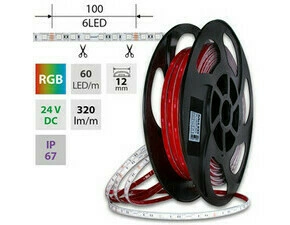 LED pásek MC LED SMD5050 RGB, 60LED/m, 12W/m, DC 24V, 320lm/m, IP67, 12mm, 5m