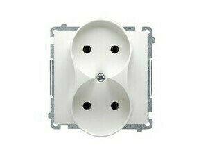 Zásuvka SIMON BMG2MZ.01/11, 2 násobná, bez uzemnění, se clonkami, 16 A/250 V~, šroubové svorky, bílá