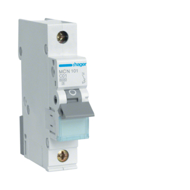 Jistič jednopólový HAGER MCN101 1 pól. 1A, char.C, 6 kA