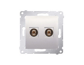 Zásuvka reproduktorová SIMON DGL2.01/41, 1 násobná (přístroj s krytem), krémová