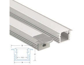 Profil vestavný MC LED VL, 22x13 mm, včetně mléčného difuzoru, 1 m