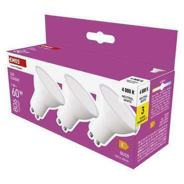 EMOS ZQ8E43.3 LED CLS MR16 7W(60W) 806 lm GU10 NW 3PC