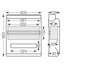 HEN KV 9230 Jističová skříň 1x 18 modulů + 18 mod. prostor pro přístroje bez obsluhy, bez svorkovnic