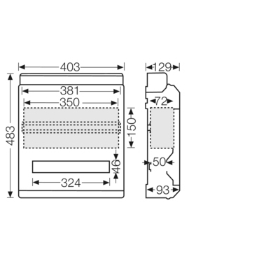 HEN KV 9230 Jističová skříň 1x 18 modulů + 18 mod. prostor pro přístroje bez obsluhy, bez svorkovnic