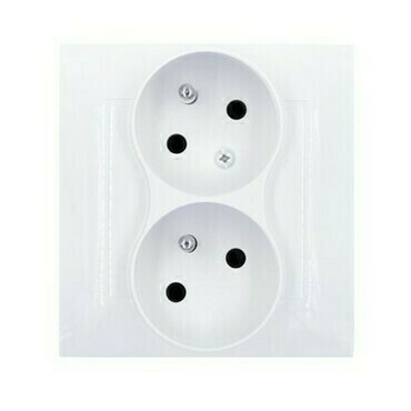 Zásuvka SIMON DGZ2TS/11, 2násobná (přístroj s krytem), s uzemněním, pootočená, šroubové svorky, bílá