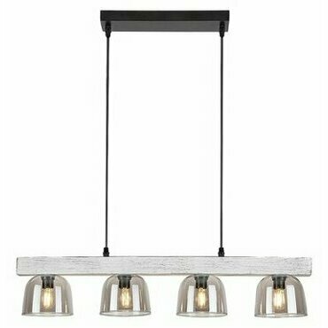 Svítidlo závěsné RABALUX 3120 CARDAMOM matná černá, bílý/stříbeny dub dřevo E14 4x MAX 40W