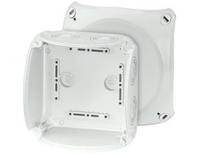 HEN KF 0600 G Krabicová rozvodka pro nechráněné venkovní instalace, šedá, s předlisy, bez svorek, IP