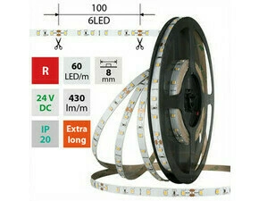 LED pásek MC LED SMD2835 R, 60LED/m, 4,8W/m, DC 24V, 120lm/m, IP20, 8mm, 5m