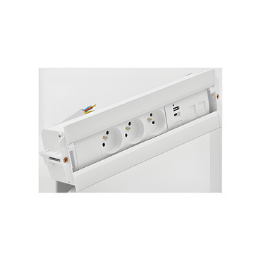 Mediaport Spinner SIMON 480 48630E30BK00000-33, 3x230V+USB nab.+kryt 2xRJ45, 10cm kabel, bílá