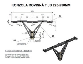 HRAZDÍRA KONZOLA ROVINNÁ T, JB 6-20 KN
