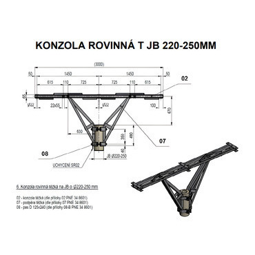 HRAZDÍRA KONZOLA ROVINNÁ T, JB 6-20 KN