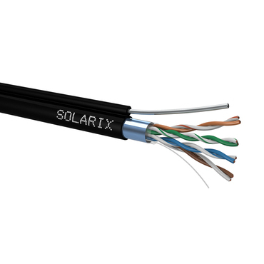 Kabel datový SOLARIX SXKD-5E-FTP-PE-SAM, CAT5E, FTP, PE, Fca, 305m, samonosný, venkovní, černý