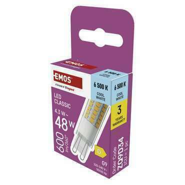 EMOS ZQ9D34 LED CLS JC 4,3W(48W) 600lm G9 CW
