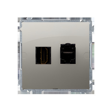 Zásuvka HDMI+datová SIMON BASIC BMGHRJ45.01/29, RJ45 kat. 6 (přístroj s krytem), saténová