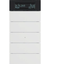 HAG 75665599 Senzor, tlačítkový, 5-násobné s pokoj. termostatem a displejem, B.IQ, bílá, mat