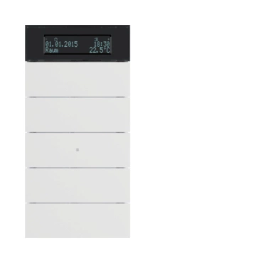 HAG 75665599 Senzor, tlačítkový, 5-násobné s pokoj. termostatem a displejem, B.IQ, bílá, mat