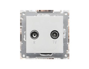 Zásuvka anténní SIMON 55 TAK.01/114, R+TV koncová oddělená, 1x vstup: 5÷862 MHz, světle šedá matná