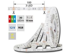 LED pásek MC LED SMD5050 RGB, 30LED/m, 7,2W/m, DC 12V, 248lm/m, IP54, 10mm, 5m