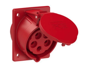 PC-425-6 zásuvka vestavná 5-pólová, 32A / 400V, 6h, IP44, šikmá, příruba 80x97mm