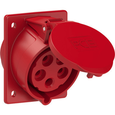 PC-425-6 zásuvka vestavná 5-pólová, 32A / 400V, 6h, IP44, šikmá, příruba 80x97mm