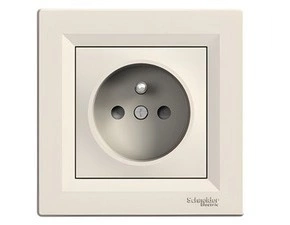 SCHN EPH2800223 Asfora - Zásuvka 2P+PE 250V 16A, clonky, krémová