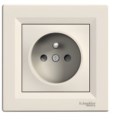 SCHN EPH2800223 Asfora - Zásuvka 2P+PE 250V 16A, clonky, krémová