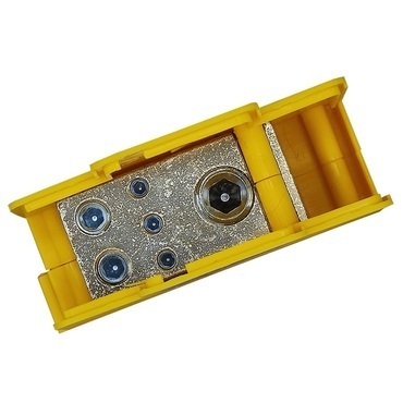 BEČOV UB12050.24 Distribuční blok DTB 120/2x50+3x16 žluto-zelený