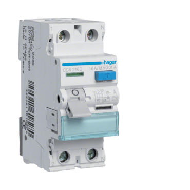 Chránič dvoupolový HAGER CCA216D Proudový chránič 2 pól. 25/0,01 A, A