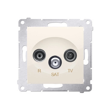 Zásuvka anténní SIMON DASP.01/41, R+TV+SAT průchozí, 1x vstup: 5 MHz÷2, 4 GHz, krémová