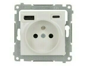 SIMON DGZ1ZUSB2CA.01/11 Zásuvka silová 1 typ E s 2 násobnou USB nabíječkou typ A + C, 16 A/250 V~, š