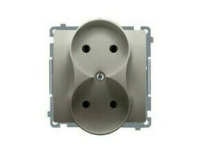Zásuvka SIMON BMG2M.01/29, 2 násobná, bez uzemnění, 16 A/250 V~, šroubové svorky, saténová