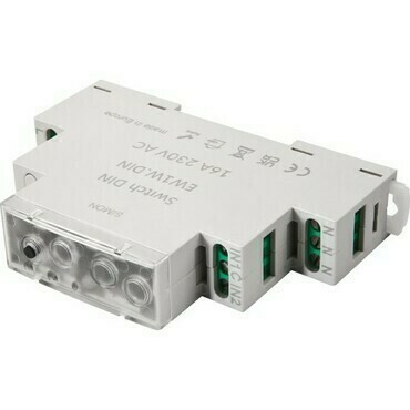 Spínač SIMON EW1W.DIN, 1 nás. na DIN, ovl. chytrým telef., vest. měř. spotř., 16A, Wi-Fi, bílá mat