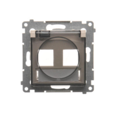 Kryt SIMON DKP2B.01/41A, telef. a datové zás. 2 nás., IP44, plochý, s popisným polem, krémová