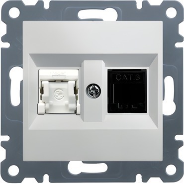 HAG WL2210 Zásuvka telefoní 1 x RJ11 cat.3/ data 1 x RJ45 cat.5e - bílá, Lumina