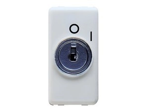 Vypínač jednocestný 2p 250 v ac GEWISS GW20005, 10ax, s klíčem, symbol 0/i, 1 modul, system, bílá
