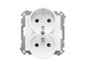 Zásuvka SIMON TGZ2MCZ.01/111, 2P+T 2 násobná, se clonkami, bílá matná