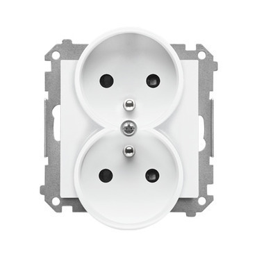 Zásuvka SIMON TGZ2MCZ.01/111, 2P+T 2 násobná, se clonkami, bílá matná