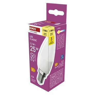 EMOS ZQ3E01 LED CLS CANDLE 2,2W(25W) 250lm E14 WW