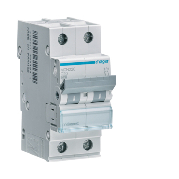 Jistič dvoupolový HAGER MCN220 2 pól. 20A, char.C, 6 kA