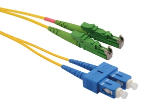 Patch kabel SOLARIX SXPC-E2000/SC-APC/UPC-OS-1M-D, E2000/APC-LC/UPC, Singlemode, 9/125, Duplex, 1m