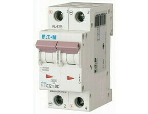 Jistič dvoupolový EATON 264905 PL7-C32/2-DC PL7-DC, char. C, 2-pólový, Icn=10kA, In=32A