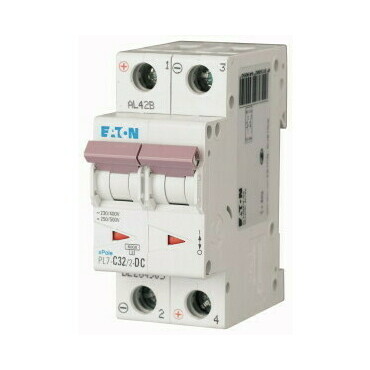 Jistič dvoupolový EATON 264905 PL7-C32/2-DC PL7-DC, char. C, 2-pólový, Icn=10kA, In=32A