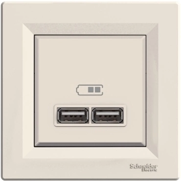 SCHN EPH2700223 Asfora - 2xUSB nabíjecí konektor 2.1A, krémová RP 0,1kč/ks