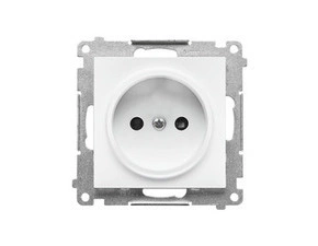 Zásuvka SIMON TG1CZ.01/111, 1 násobná, bez uzemnění, se clonkami, bílá matná
