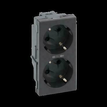 Zásuvka SIMON 50010472-038, Simon 500, 2 nás., Schuko, sign., 16A/250V~, šr. sv., šedá grafit