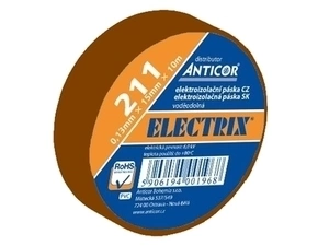 Páska elektroizolační ANTICOR 206, 211 PVC, 15x10x0,13, hnědá