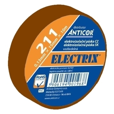 ANT206 Elektroizolační páska 211 PVC/15x10x0,13/hnědá